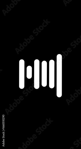 White audio waveform spectrum animation. Sound waves on transparent background with alpha channel. Audio visualiser. Music equaliser. 4k animation.