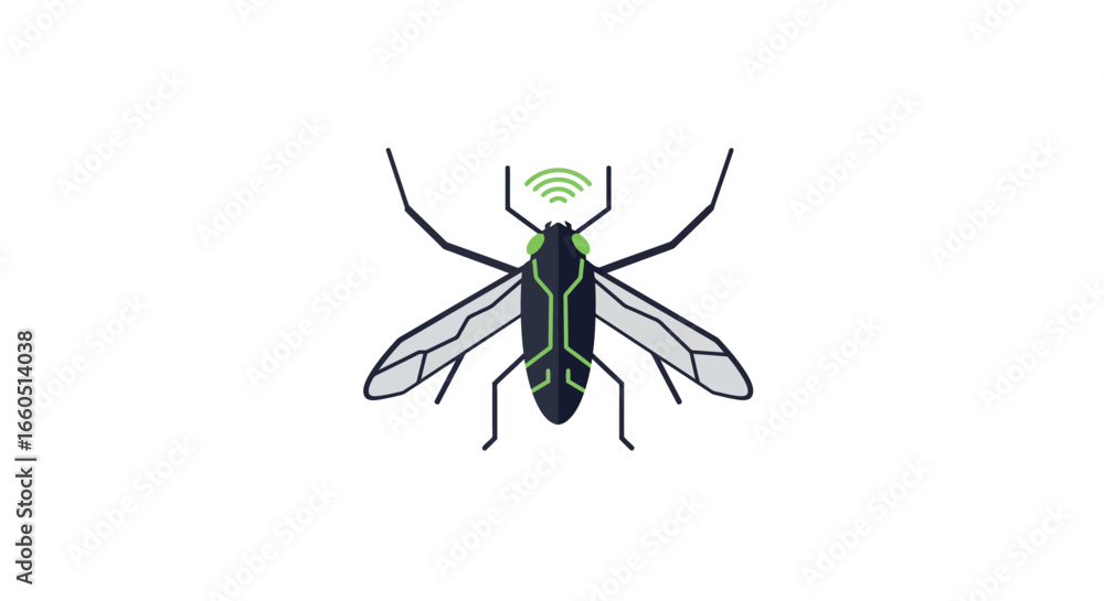 Fototapeta premium Futuristic smart mosquito design featuring digital technology elements