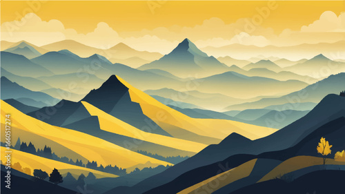 Sunset and sunrise mountain landscape with sky clouds and natural beauty