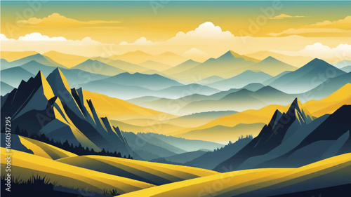 Sunset and sunrise mountain landscape with sky clouds and natural beauty