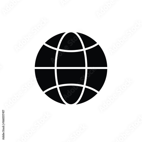 Black globe icon world earth