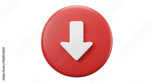 Free Download Red oval button with white down arrow isolated on white background - GFXLoad