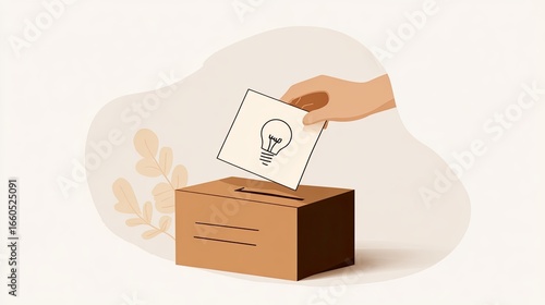 A Hand Carefully Places A Ballot In A Ballot Box, Illustrating Voting And Democratic Participation