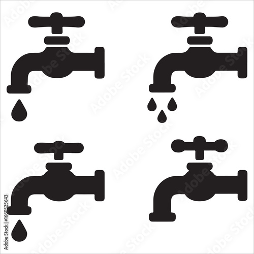 Set of water taps and faucets vector illustration