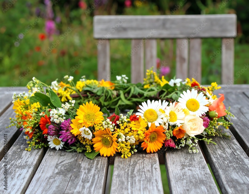 Fototapeta premium Celebrate spring with this colorful floral crown, perfect for weddings, festivals, or nature themed designs