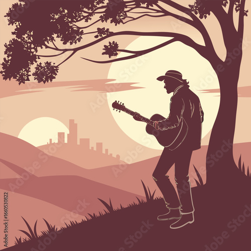 silhouette of a man on sunset
