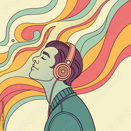 A boy listening music