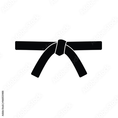 Black martial arts belt tied vector
