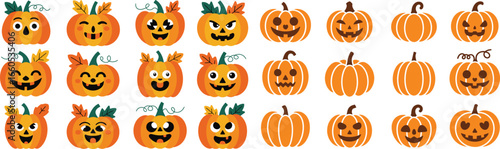 Festive Halloween Pumpkins Galore A Variety of Whimsical and Spooky Designs for Holiday Decorations