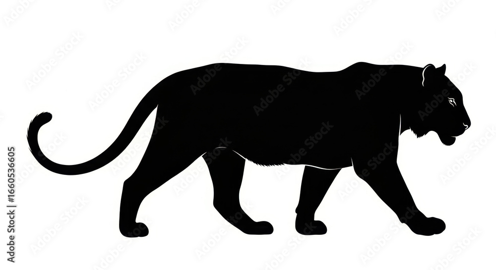 Obraz premium A bold black panther silhouetted against a pristine white backdrop displaying power and elegance