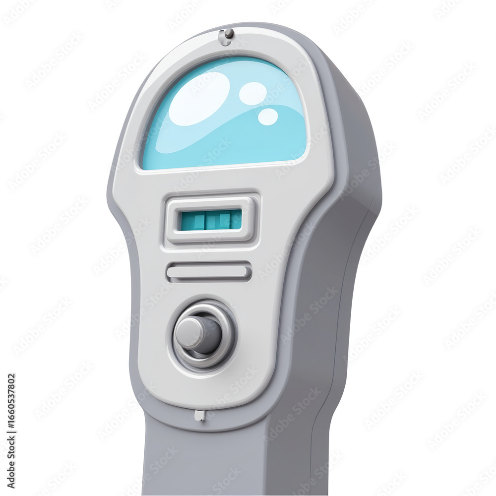 Fototapeta premium Parking meter with digital display and payment button in urban setting