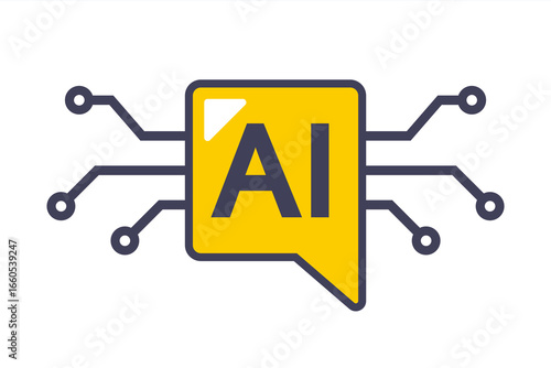 yellow icon ai. artificial intelligence communication.