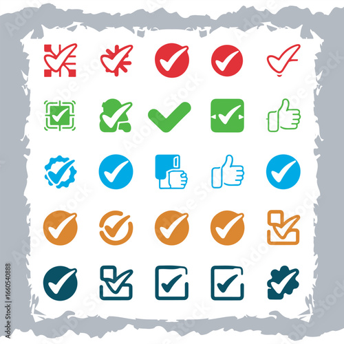 Diverse Check Mark Collection An Assortment of Verification and Approval Icons in Various Colors and Styles Representing Selection and Confirmation