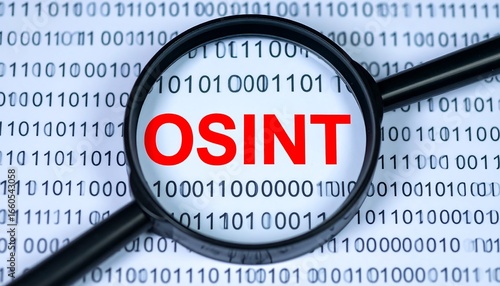 OSINT Magnified Binary Code.