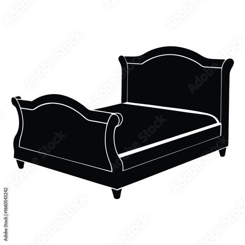 Classic sleigh bed with wooden footboard