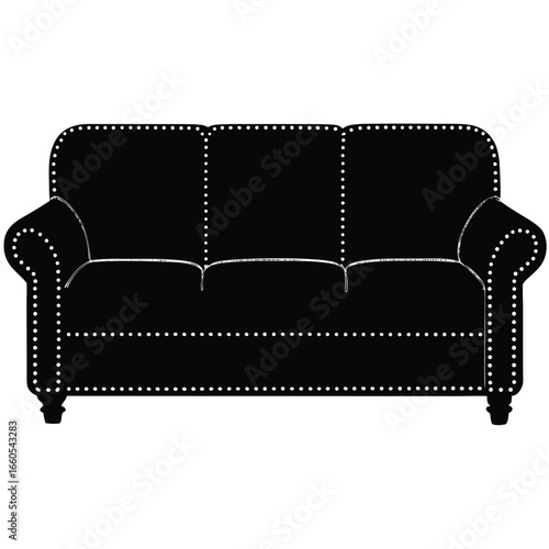 Classic roll arm sofa upholstered in beige