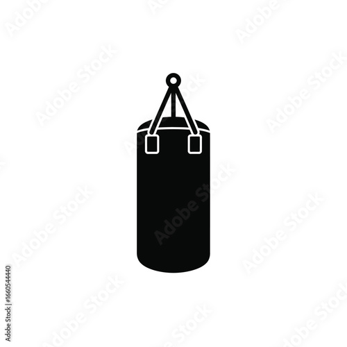 Black boxing bag hanging sport