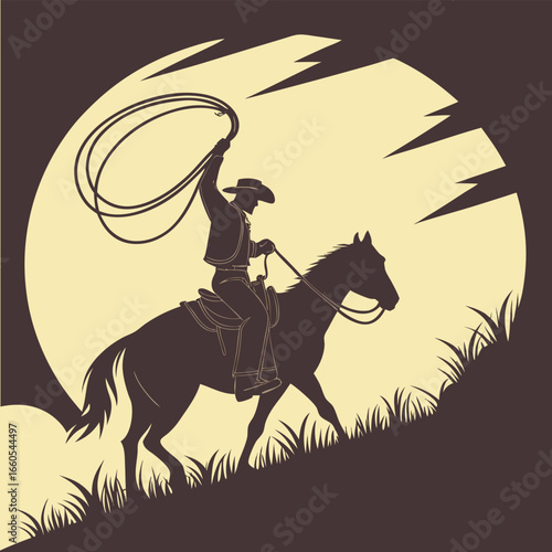 Cowboy on Horseback Silhouette