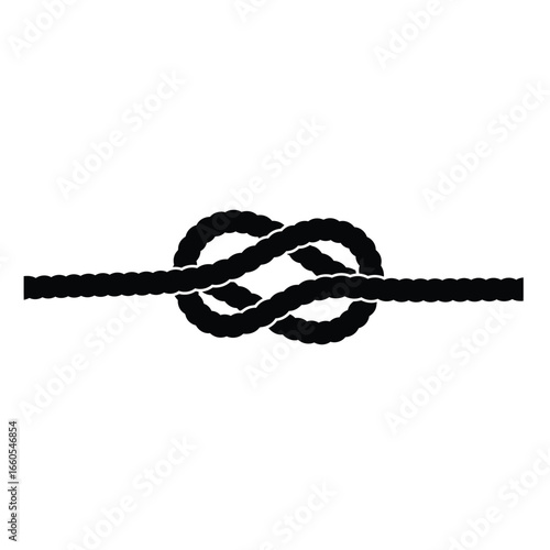 Black rope knot tied on white vector