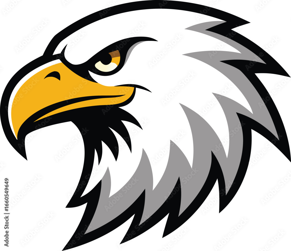 Fototapeta premium Bold outline bald eagle head mascot vector illustration for logos and branding vector