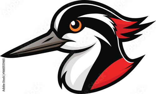 Bold black necked stilt head mascot vector illustration scalable bird logo vector