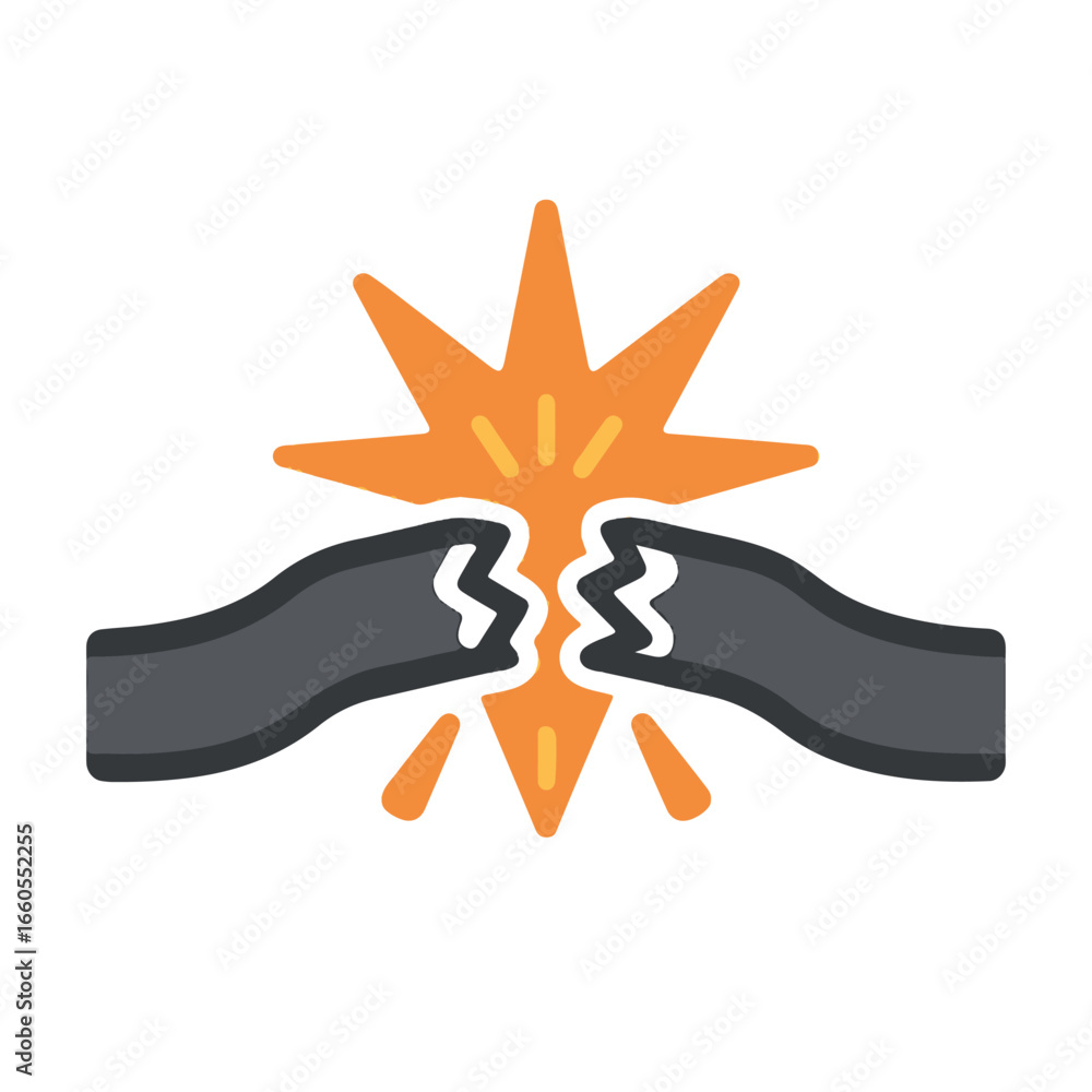 Obraz premium broken wire with sparks flat icon color vector on white background Vector color flat icon on white background