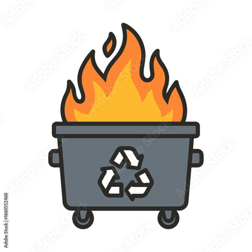 burning trash can flat icon color vector on white background
Vector color flat icon on white background