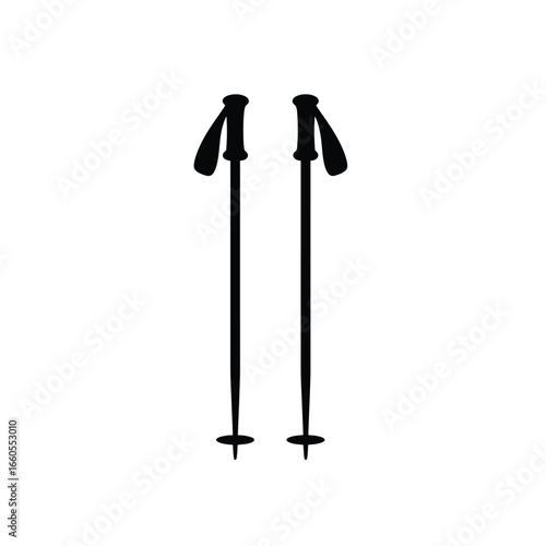 Black ski poles with grips and baskets white winter