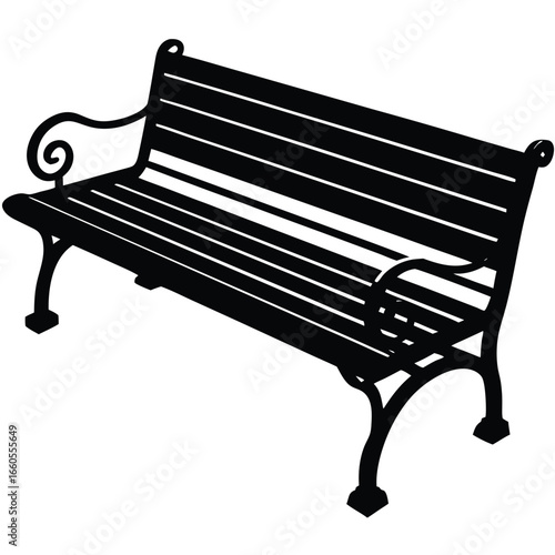 Classic Park Bench With Cast Iron Wooden Slats
