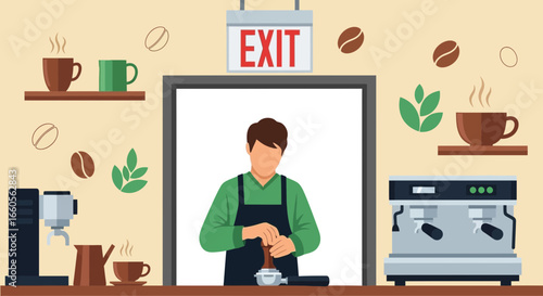 Barista Prepares Coffee at a Cafe Business Setting with Modern Equipment
