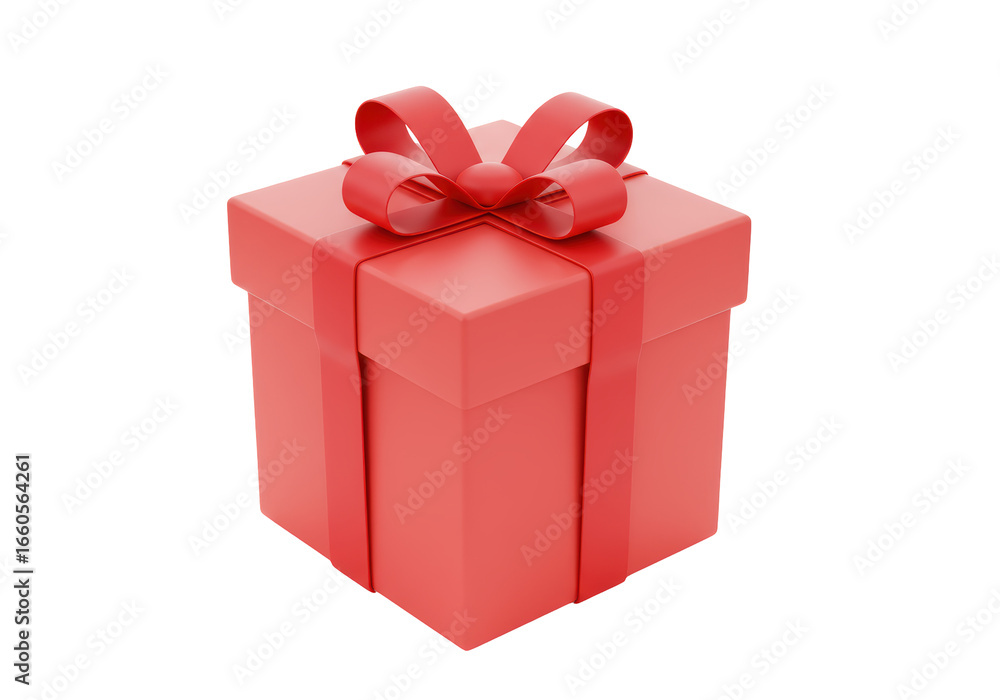 Obraz premium Isolated Elegant Red Gift Box with a Perfectly Tied Ribbon Bow