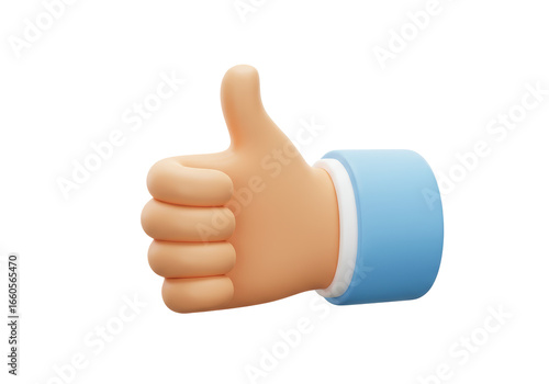 Canvastavla Isolated 3D Render of a Cartoon Hand Giving a Thumbs Up for Approval