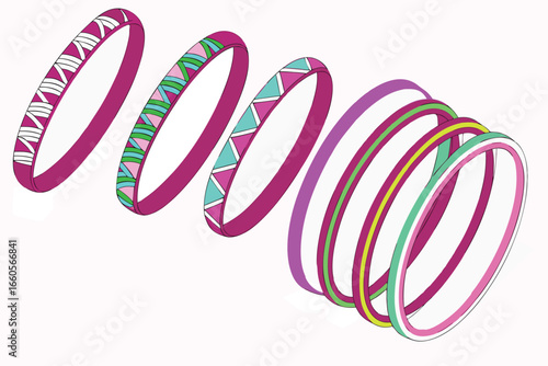 Assortment of Patterned and Striped Bangles bracelets