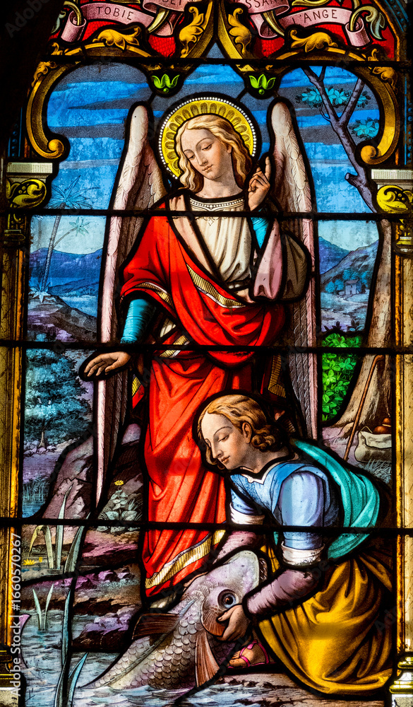 Fototapeta premium Archangel Raphael with Tobias