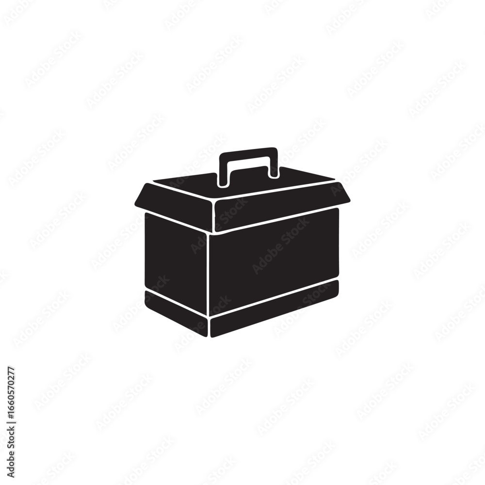 Fototapeta premium Simple Vector Illustration of a Toolbox.A solid black silhouette of a toolbox with a handle.