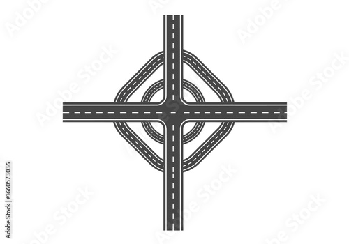 Vector Illustration of a Cloverleaf Interchange Design.