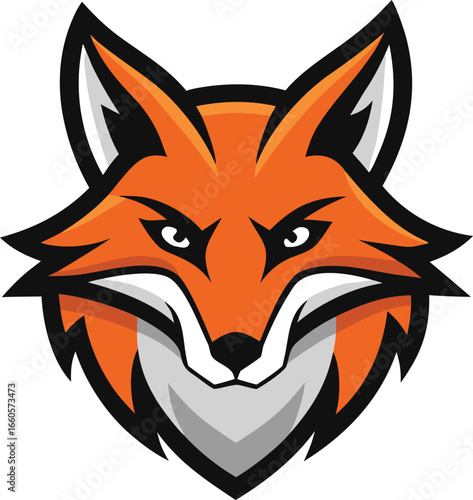 Bold outline vector fox head mascot logo for esports and branding vector