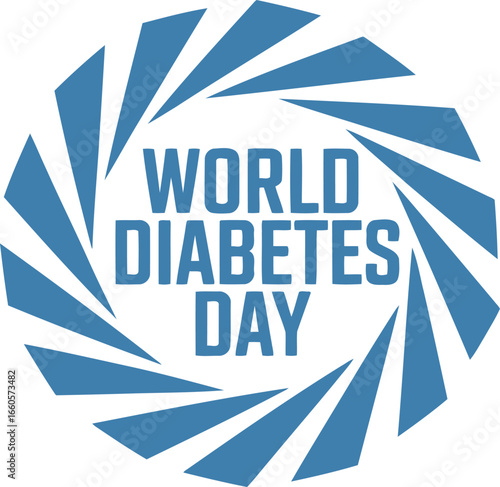World Diabetes Day text inside a circular blue geometric pattern diabetes awareness