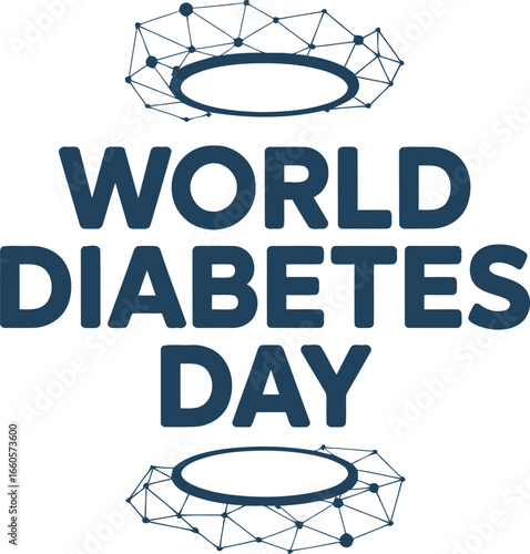 World Diabetes Day text with abstract geometric circles above and below health awareness
