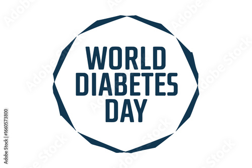 World Diabetes Day text within a dark blue polygonal frame lettering