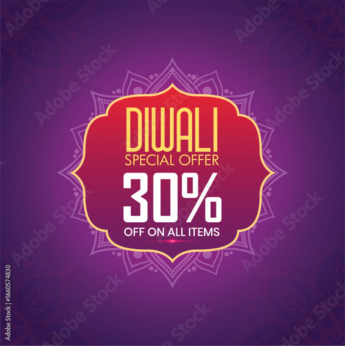 Diwali Sale Banner – 30% Off Festive Discount Promotion Design