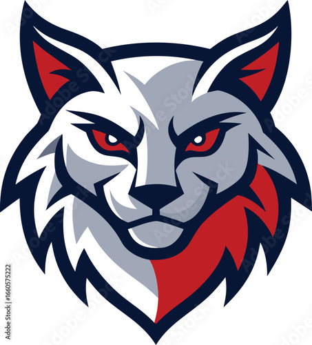 Bold outline lynx head mascot logo vector illustration for esports and branding vector