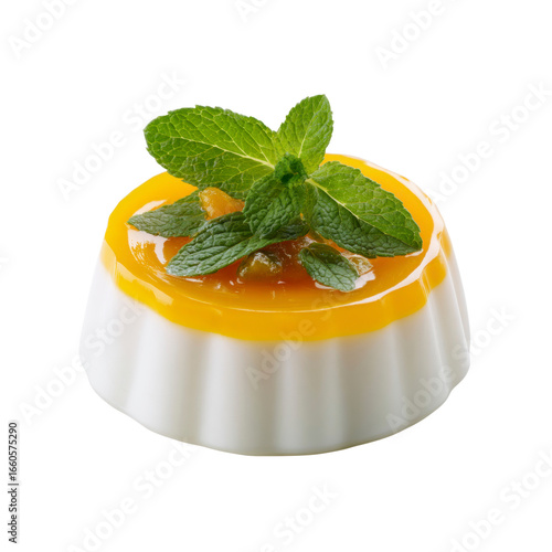 Creamy Panna Cotta with Mango Glaze and Fresh Mint