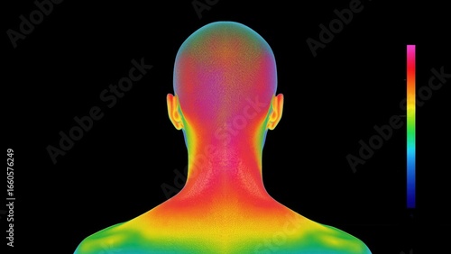 Heat Map Thermal Portrait Background Showing Rear Head Visualization