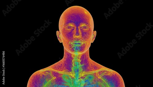 High Detail Thermal Heat Map Portrait Background of Head and Shoulders