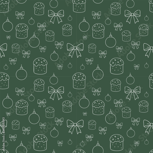 panettone christmas seamless pattern with food icons