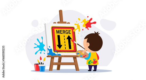 Creative Expression Depicting Traffic Flow Merge With Artistic Flair