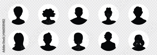 Men and women avatars set. Male and female silhouettes abstract people. User profiles badges. Unknown or anonymous persons. Vector illustration