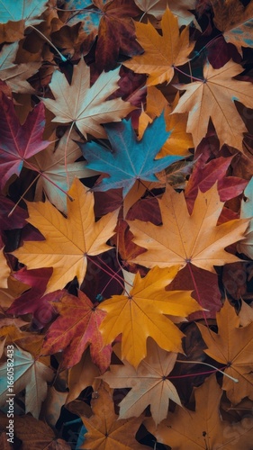 Autumn Maple Leaves: Warm, Earthy Tones, Fall Season Background Texture