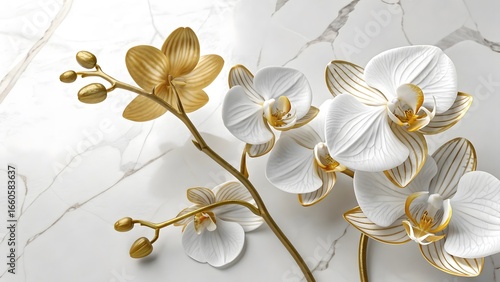 Luxury golden white orchid decorative style high resolution picture